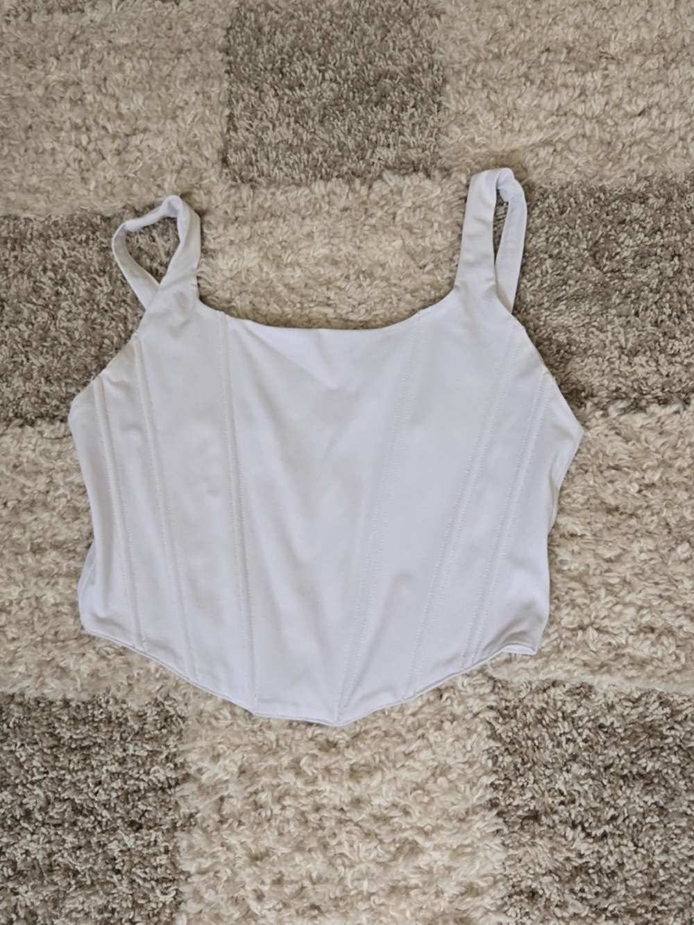 Women’s White Structured Square-Neck Tank Top